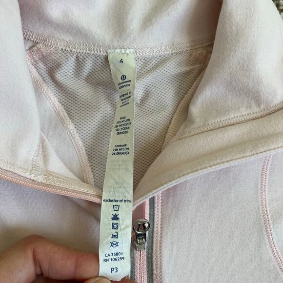 Lululemon Sz 4 Pretty Pink Star Runner Half Zip Pullover Fitted Stretchy Flawed - Picture 16 of 16